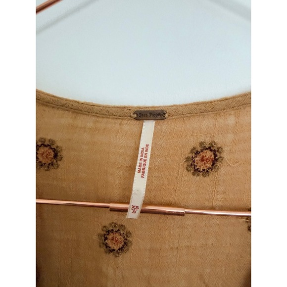 Free People Good Vibes Embroidered Kimono Duster Mustard Gold Size XS/S - Picture 8 of 14